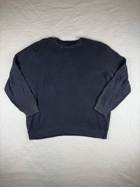 L.L. Bean Men's Crewneck Waffle Knit Sweater - Navy Blue